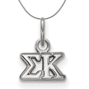 Sterling Silver Sigma Kappa XS (Tiny) Greek Necklace - 24 Inch